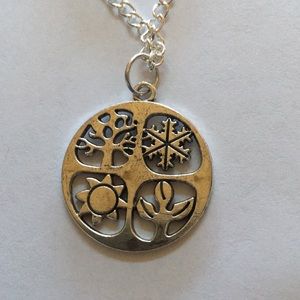 New Wiccan Four Seasons Necklace silver Toned